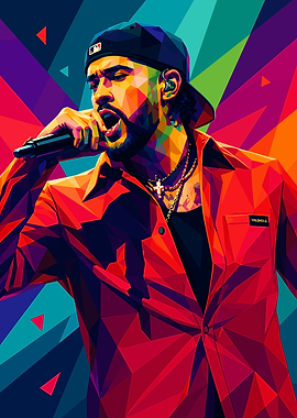 Bad Bunny Low Poly Pop Art