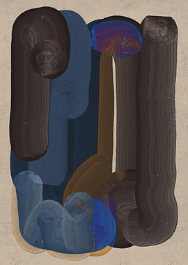 Abstract Brushstrokes in Blue and Brown