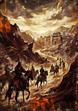 Ancient Cavalry Marching to Fortress