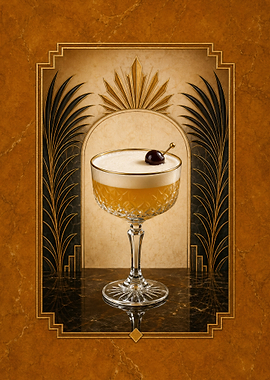 Art Deco Whiskey Sour Cocktail