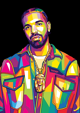 Colorful WPAP Portrait of Drake