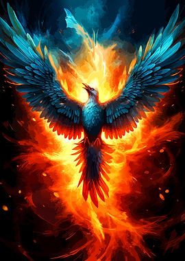 Majestic Phoenix Rising in Flames