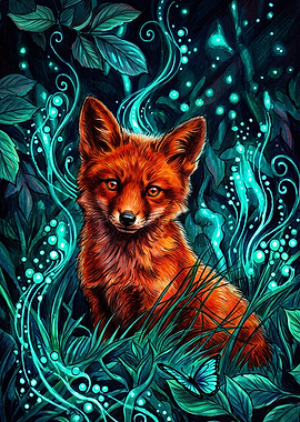 Magical Fox in Enchanted Forest