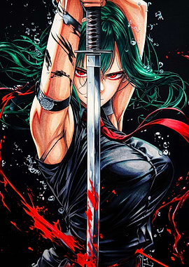 Fierce Anime Warrior with Katana