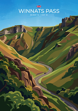 Winnats Pass Peak District Travel Poster