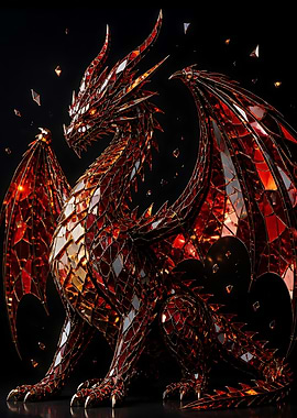 Stained Glass Red Crystal Dragon