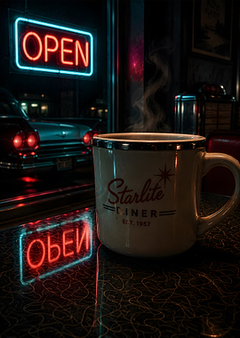 Midnight Diner Coffee Cup Neon