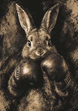 Boxing Rabbit Artistic Portrait