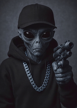 Alien Gangster in Black Hoodie
