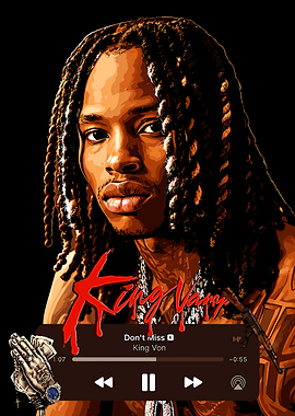 King Von Digital Portrait Music Poster