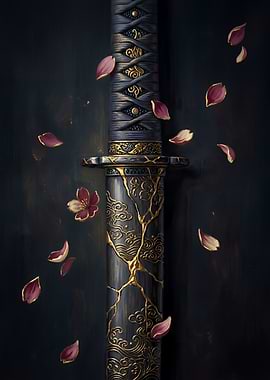 Kintsugi Katana with Cherry Blossoms