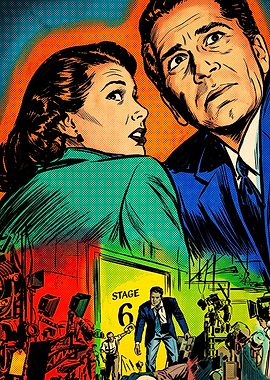 Vintage Comic Book Movie Set Scene