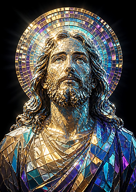Mosaic Stained Glass Jesus Portrait