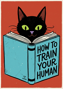 Black Cat Reading How To Train Your Human