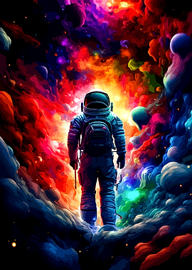 Astronaut in a Vibrant Nebula