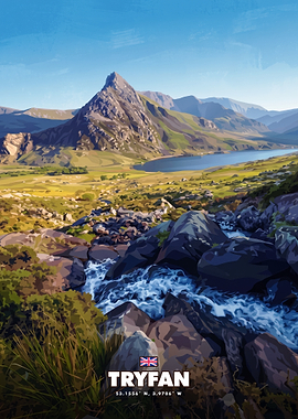 Tryfan Mountain Landscape Travel Poster