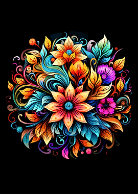 Vibrant Floral Mandala Illustration