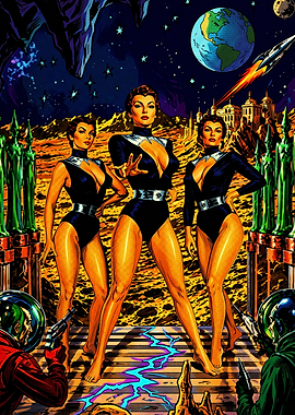 Retro Sci-Fi Comic Book Cover Art