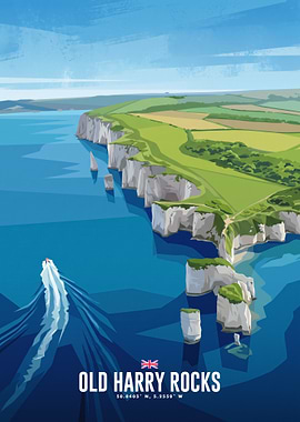 Old Harry Rocks Travel Poster