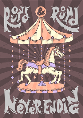 Vintage Carousel Round and Round Poster