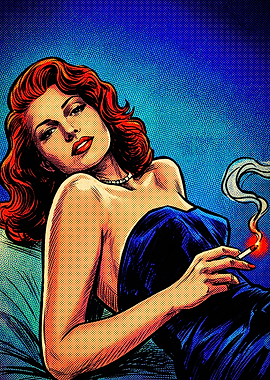 Retro Pop Art Woman Smoking