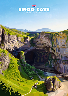 Smoo Cave Scotland Travel Poster