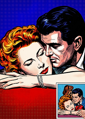 Vintage Romantic Comic Book Illustration