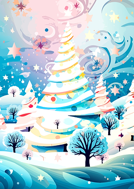 Whimsical Winter Wonderland Christmas Scene