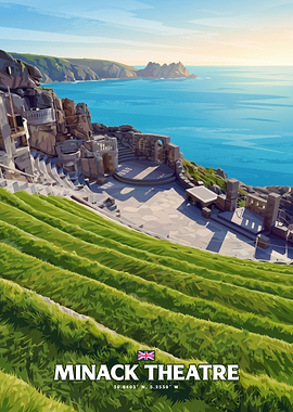 Minack Theatre Cornwall Travel Poster
