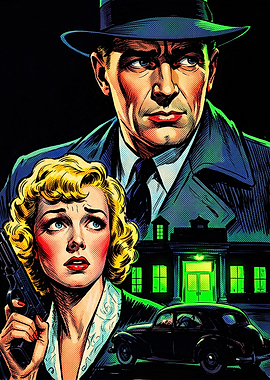 Vintage Noir Detective Comic Art