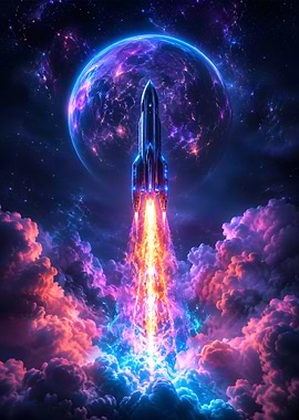 Cosmic Rocket Launch Nebula