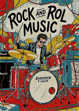 Rock and Roll Music Drummer Poster