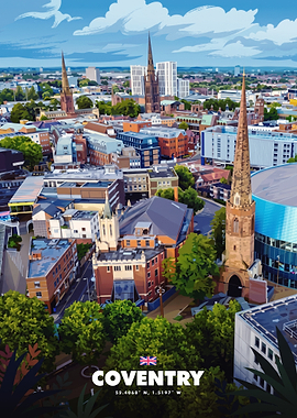 Coventry Cityscape Travel Poster