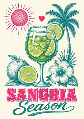 Sangria Season Tropical Summer Illustration