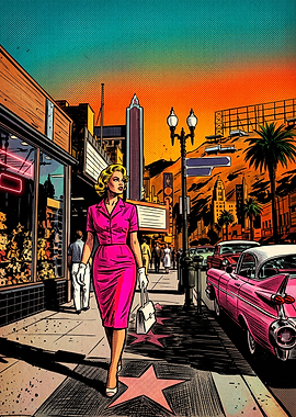 Retro Hollywood Walk of Fame Scene