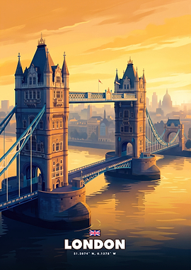 London Tower Bridge Sunset Poster