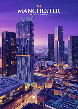 Manchester City Skyline Poster
