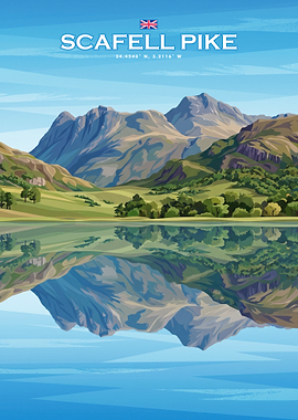 Scafell Pike Lake District Travel Poster