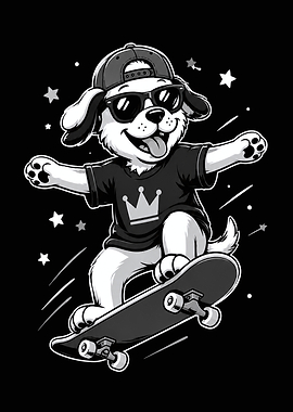Cool Skater Dog Cartoon Illustration