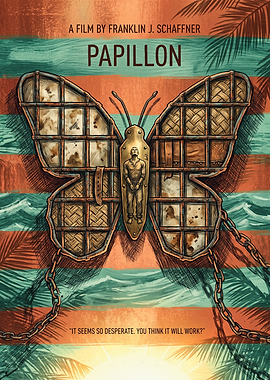 Papillon Movie Adventure Film Retro Wall Art