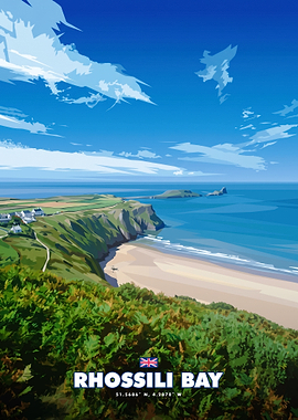 Rhossili Bay Travel Poster