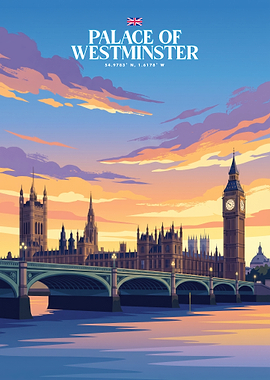 Palace of Westminster Sunset Poster