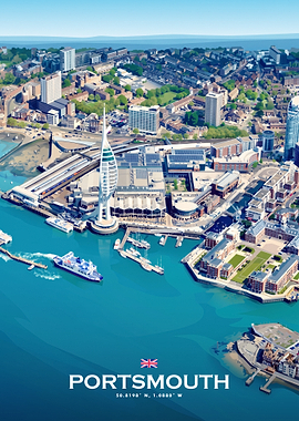 Portsmouth Cityscape Travel Poster