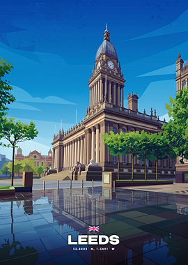 Leeds Town Hall Travel Poster