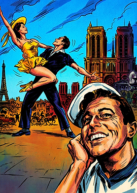 Vintage Paris Romance Comic Illustration