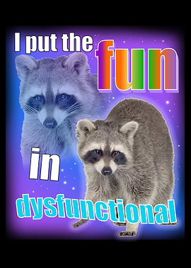 Funny Raccoon Dysfunctional Meme Graphic