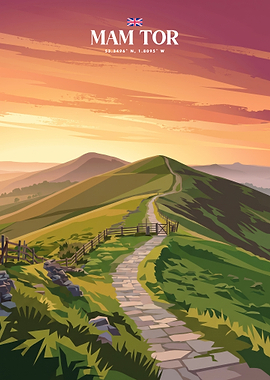 Mam Tor Peak District Travel Poster