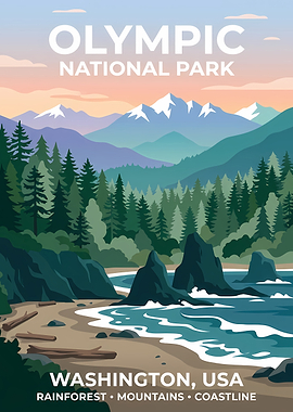 Olympic National Park Travel Poster