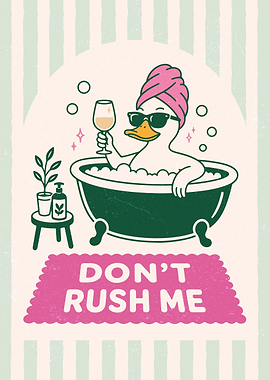 Funny Duck Relaxing in Bathtub Poster
