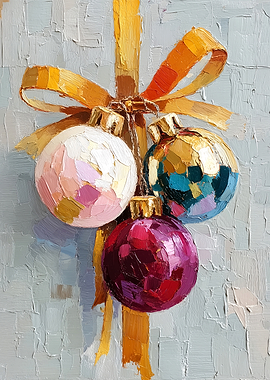 Impressionist Christmas Ornaments Painting
